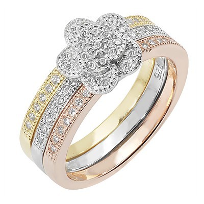 Pave Flower Stacker Ring