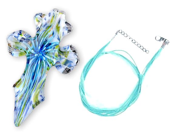 Baby Blue Murano Flowerburst Pendant