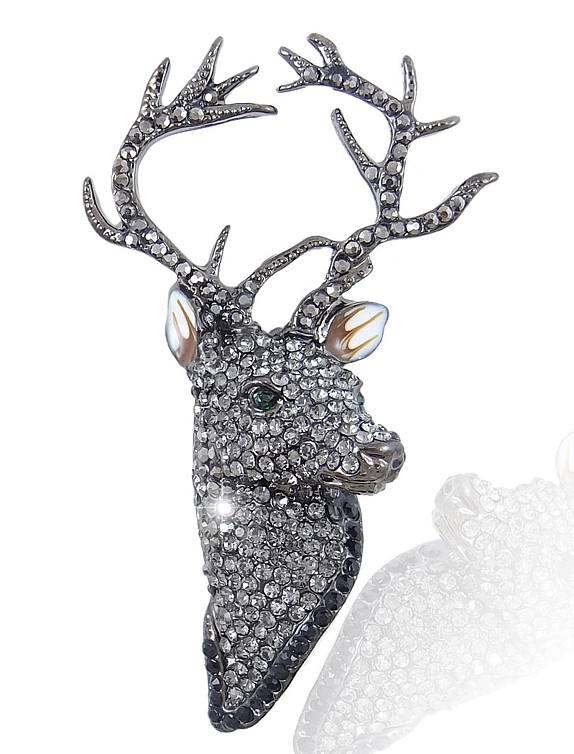 Jet Prince of the Forest Stag Brooch
