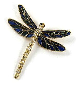 Deco Dragonfly Brooch Gold