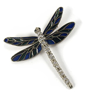 Deco Dragonfly Brooch Silver
