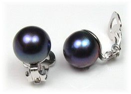 Freshwater Black Pearl Clip Earrings