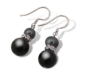 Onyx and Pearl Eight Earrings