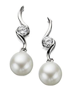 Pearl & CZ Twist Earrings