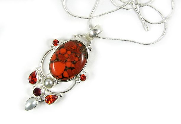 Pearls in Fire Necklace