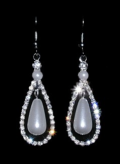 Pearl & Rhinestone Teardrop Earrings