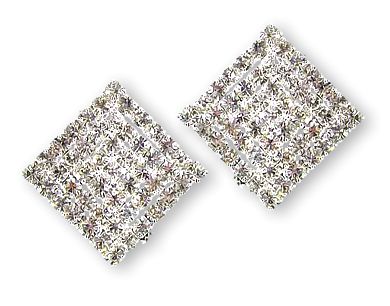 Rhinestone Diamonds Clip Earrings