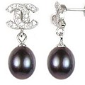 Designer Pearldrop Earrings Black