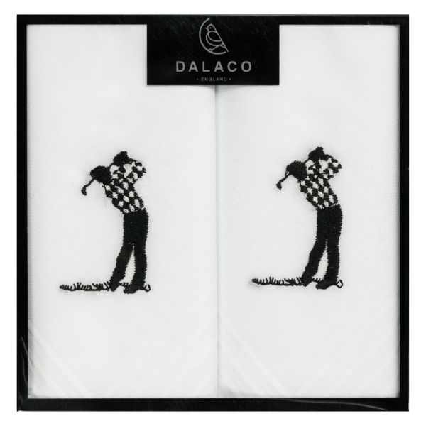 Golfer Embroidered White Cotton Handkerchiefs