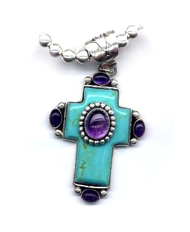 Turquoise Amethyst Cross