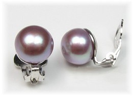Freshwater Aubergine Pearl Clip Earrings