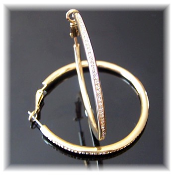 Gold Swarovski Crystal Hoop La Earrings