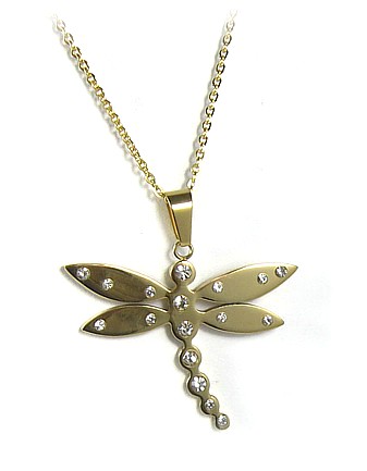 Gold Dragonfly Pendant