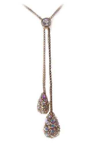Swarovski Crystal Golden Teardrops Y Necklace