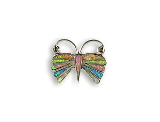 Rainbow Opal Butterfly Pendant Brooch