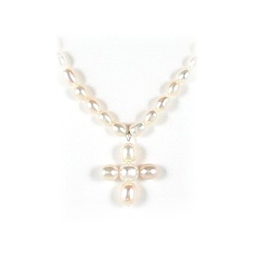 Pearl Angel Cross Necklace