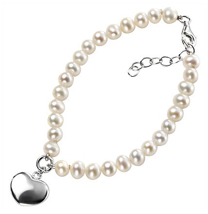 Pearl Silver Heart Bracelet