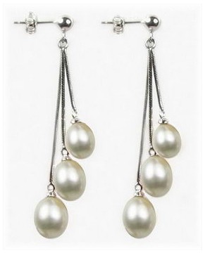 Triple Pearl Drop Earrings
