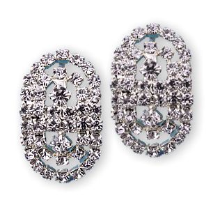 Rhinestone Shield Clip Earrings