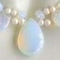 Blue Fire Opal & Freshwater Pearl Necklace