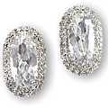 Rhinestone Oval Clip Earrings